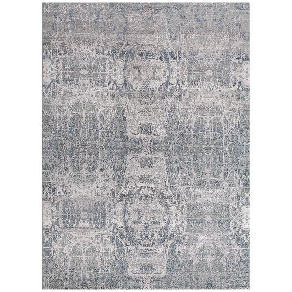 Bokara Rug Co., Inc. HandKnotted HighQuality Blue and Silver Area Rug